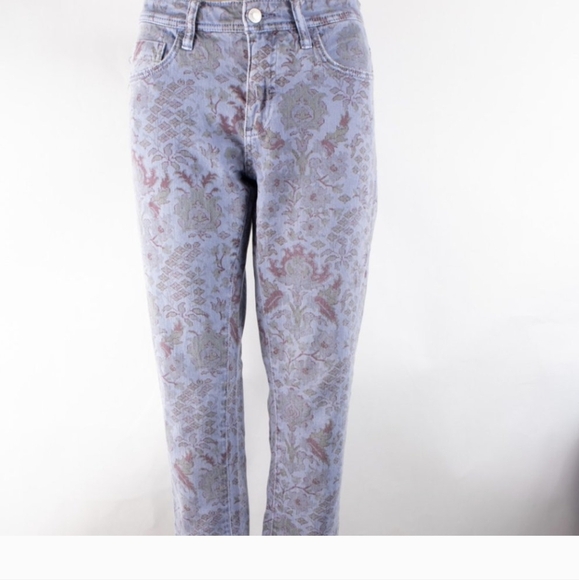 Anthropologie The Slim Boyfriend Jeans by Pilcro, blue with boho print Size 26 - Picture 15 of 17